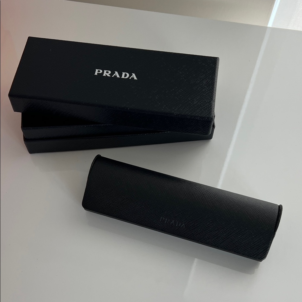 💯 Authentic - Prada Elegant Black Glasses Case and box